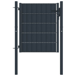 Portão de cerca em PVC e aço 100x81 cm antracite.
