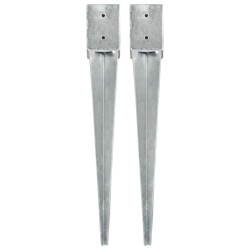 Estacas de enterrar 2 pcs 10x10x76 cm aço galvanizado prateado