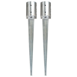 Estacas de enterrar 2 pcs 10x76 cm aço galvanizado prateado