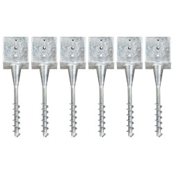 Estacas de enterrar 6 pcs 14x14x58 cm aço galvanizado prateado
