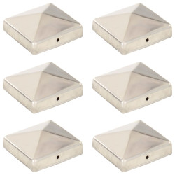 Tampas piramidais p/ postes vedação 6pcs aço inoxidável 81x81mm