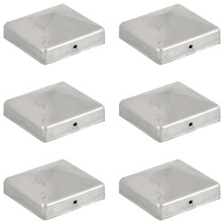 Tampas piramidais postes vedação 6pcs metal galvanizado 81x81mm