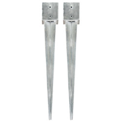 Estacas de enterrar 2 pcs 12x12x89 cm aço galvanizado prateado
