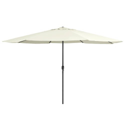 Guarda-sol de jardim com poste de metal 390 cm branco areia