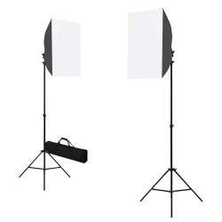 Iluminação de estúdio profissional 2 pcs 40x60 cm aço preto