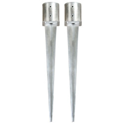 Estacas de enterrar 2 pcs 12x91 cm aço galvanizado prateado