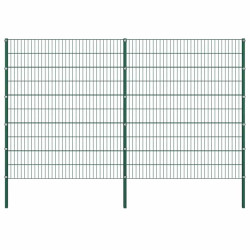 Painel de vedação com postes de ferro 349x200 cm verde