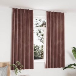 Cortinas blackout c/ ganchos 2 pcs 140x175cm veludo rosa antigo