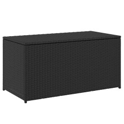 Caixa de arrumação para jardim 100x50x50 cm vime PE preto