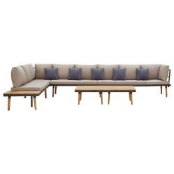 8 Lugares conjunto lounge jardim c/ almofadões acácia maciça