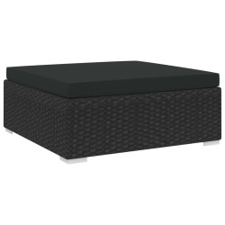 Apoio de pés seccional c/ almofadão 1 PC vime PE preto