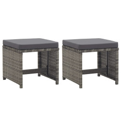 Bancos de jardim 2 pcs com almofadões em vime PE antracite
