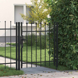 Portão de cerca boxtel porta única com ponta de espigão em aço 1x1 m preto
