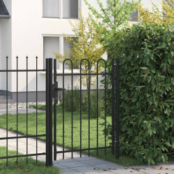 Portão de cerca boxtel porta única com topo arqueado em aço 1x1,2 m preto