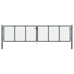 Portão de jardim em tela de aço galvanizado 400x100 cm cinza