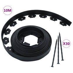 Borda de relvado flexível com 30 pinos 10 m 5 cm