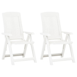 Cadeiras de jardim reclináveis 2 pcs plástico branco