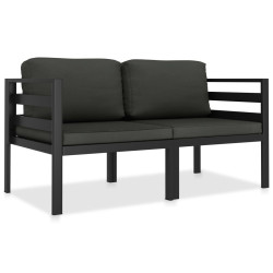 2 Pcs conj. sofás de jardim com almofadões alumínio antracite