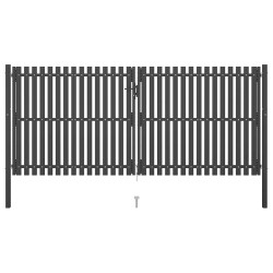 Portão de cerca de jardim em aço 400x150 cm antracite