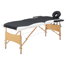 Mesa de massagens dobrável 2 zonas madeira branco