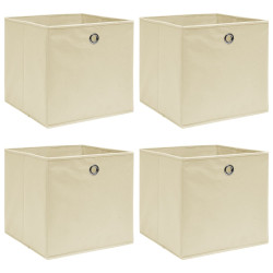Caixas de arrumação 4 pcs 32x32x32 cm tecido creme