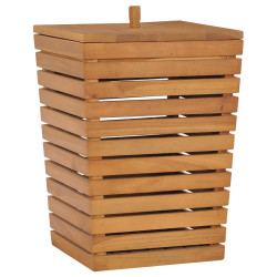 Cesto para roupa suja 30x30x45 cm madeira de teca maciça