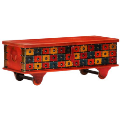 Caixa de arrumação 110x40x40 cm madeira acácia maciça vermelho