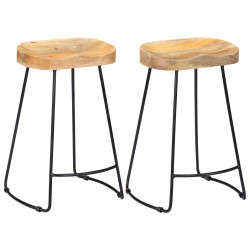 Bancos de bar gavin 2 pcs madeira mangueira maciça