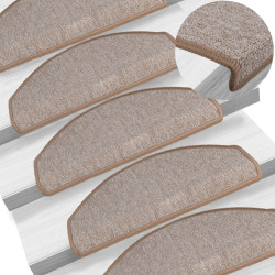 Tapetes de escada 15 peças 65x24x4 cm marrom claro meio redondo grande