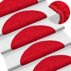 Tapetes de escada 15 peças 56x17x3 cm vermelho semicircular