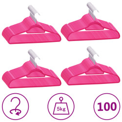 100 Pcs conjunto de cabides antiderrapantes veludo rosa