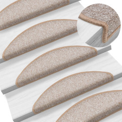 Tapetes de escada 15 peças 56x17x3 cm marrom claro semicircular