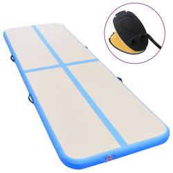 Colchão de ginástica insuflável c/ bomba 600x100x10 cm PVC azul