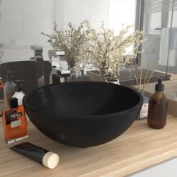 Lavatório wc luxuoso redondo 32,5x14cm cerâmica preto mate
