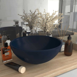 Lavatório wc luxuoso redondo 32,5x14cm cerâmica azul mate