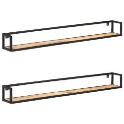 Prateleiras de parede 2 pcs 160 cm madeira de mangueira áspera