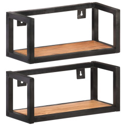 Prateleiras parede 2 pcs 40 cm madeira de acácia maciça
