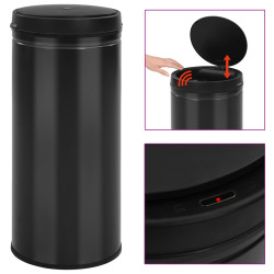 Caixote do lixo com sensor automático 80 l aço carbono preto