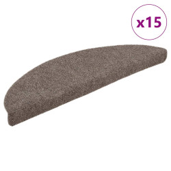 Tapetes de escada autoadesivos 15 peças 65x21x4 cm bege semicircular grande