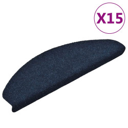 Tapetes de escada autoadesivos 15 peças 65x21x4 cm azul marinho semicircular grande