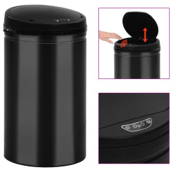 Caixote do lixo com sensor automático 40 l aço carbono preto