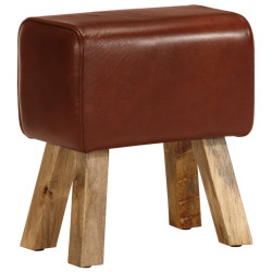 Boque de ginásio 38 cm couro genuíno castanho/mangueira maciça