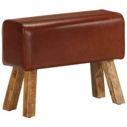 Boque de ginásio 58 cm couro genuíno castanho/mangueira maciça