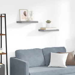 Prateleiras de parede suspensas 2 pcs 40x23,5x3,8cm MDF cinza