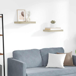 Prateleiras parede suspensas 2 pcs 40x23,5x3,8cm MDF cor carvalho