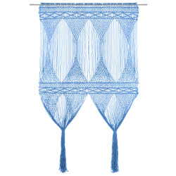 Cortina em macramé 140x240 cm algodão azul
