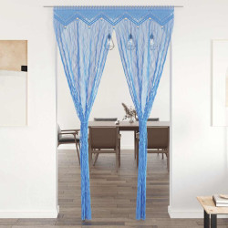 Cortina macramé 140x240 cm algodão azul