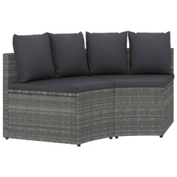 2 Pcs conjunto sofás de jardim c/ almofadões vime PE cinzento