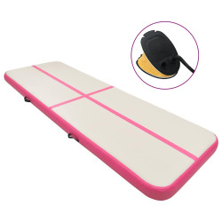 Colchão de ginástica insuflável c/ bomba 600x100x15 cm PVC rosa