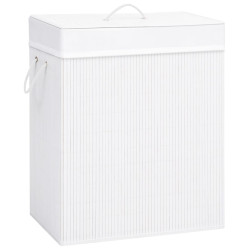 Cesto para roupa suja c/ secção única 83 l bambu branco